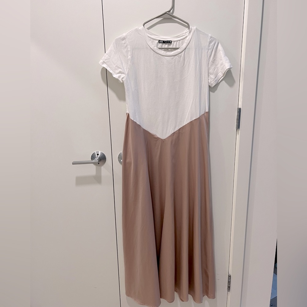 Zara long silk like hybrid dress